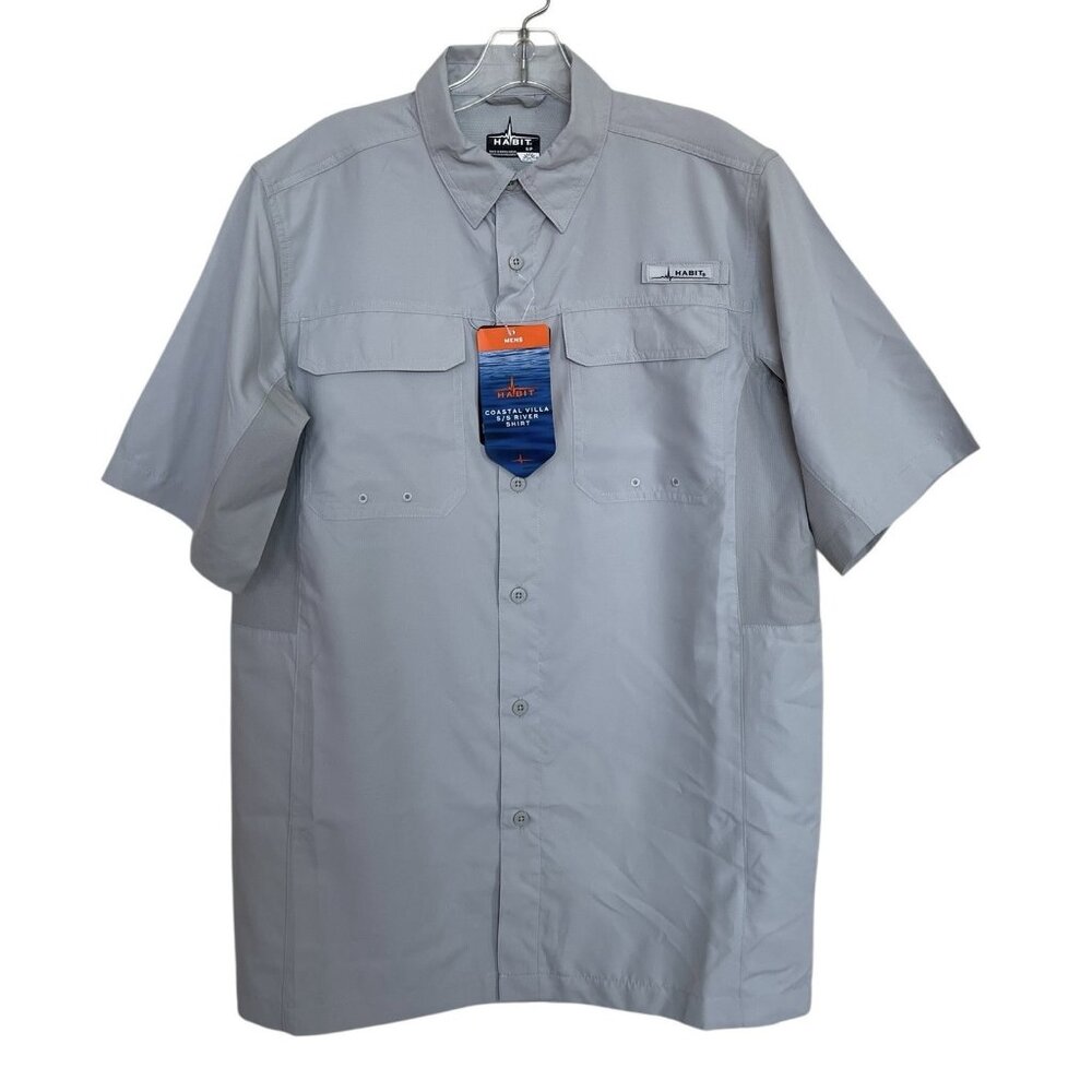 Habit Fishing Outdoor‎ Vented Button Down Shirt Mesh Mens Size Small Gray